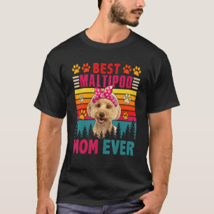 Camiseta Vintage Retro Melhor Maltipoo Mãe Cão Cachorro Cac