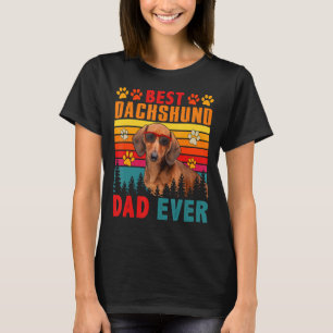 Camiseta Vintage Retro Melhor Pai De Dachshund Em Cães Cach