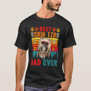 Camiseta Vintage Retro Melhor Pai Shih Tzu Nunca Cachorro C
