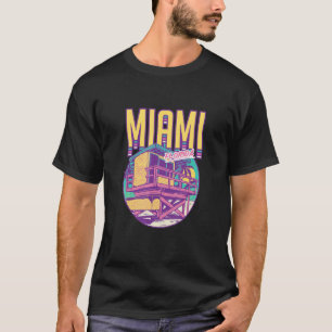 Camiseta Vintage Retro Miami Beach Lifeguard Tower Tropical