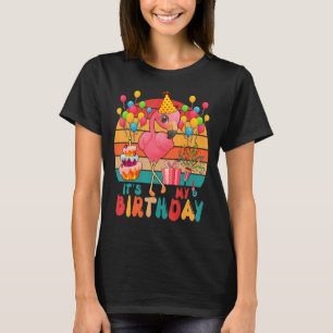 Camiseta Vintage Retro My Birthday Flamingo Animal Kids