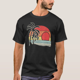 Camiseta Vintage Retro Palm Tree Sunset Tropical Beach