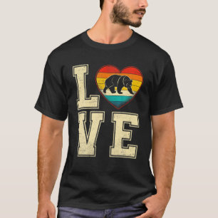 Camiseta Vintage Retro Panda Ursa Coração Borrão Borrão
