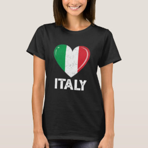 Camiseta Vintage Retro Patriotic Heart Italy Flag Distresse