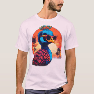 Camiseta Vintage Retro Peacock T Shirt Design: Sunset
