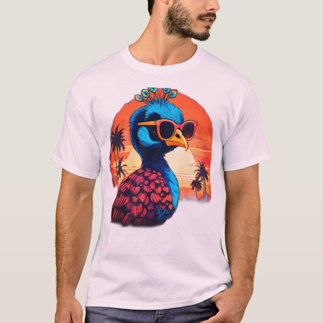 Camiseta Vintage Retro Peacock T Shirt Design: Sunset (Frente)