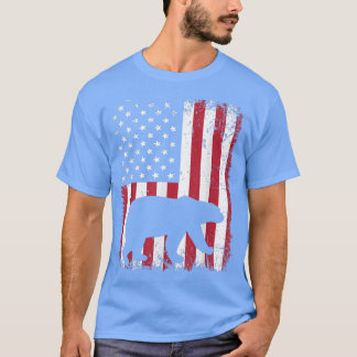 Camiseta Vintage Retro Polar Bear American Flag Animal L