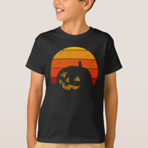 Camiseta Vintage Retro Pôr-do-Sol Abóbora de Halloween I