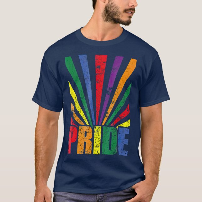 Camiseta Vintage Retro Prim LGB Rainbow Sunray Flag (Frente)