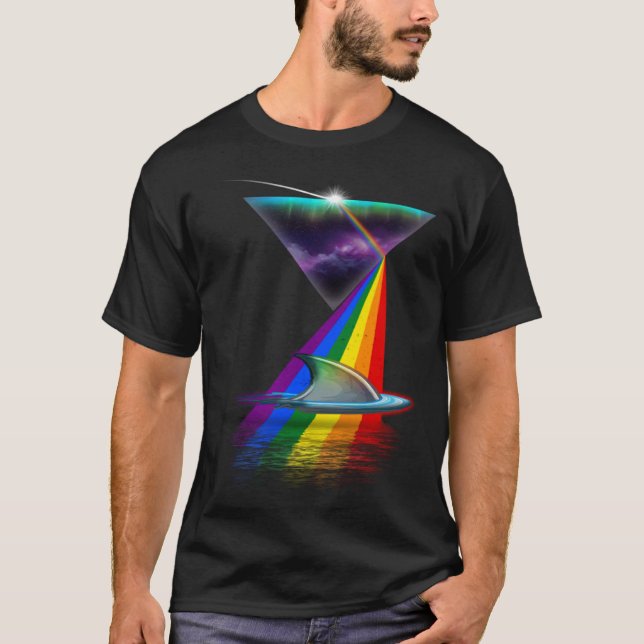 Camiseta Vintage Retro Prism Shark Fin (Frente)