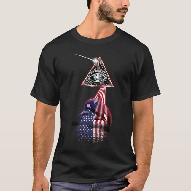 Camiseta Vintage Retro Prism US Flag Cichlid (Frente)