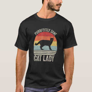 Camiseta Vintage Retro Puramente Sane Cat Lady Cat Lov