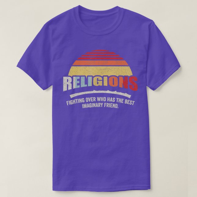 Camiseta Vintage Retro Religiões Sarcásticas Prof Para Ateu (Frente do Design)