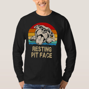 Camiseta Vintage Retro Resting Pit Face Funny Pittie Para W