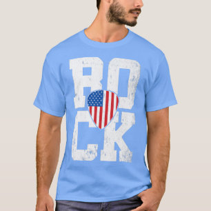 Camiseta Vintage Retro Rock American Flag Guitar Pick Music