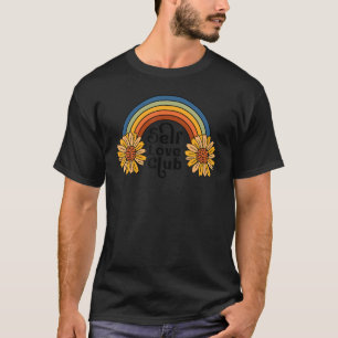 Camiseta Vintage Retro Self Love Club Sunflower Rainbow Men