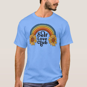 Camiseta Vintage Retro Self Love Club Sunflower Rainbow Men