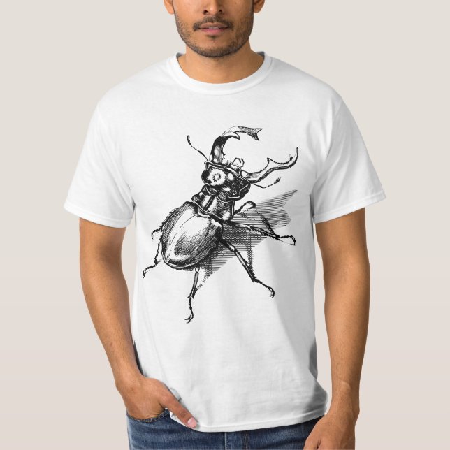 Camiseta Vintage retro stag beetle scientific illustration  (Frente)