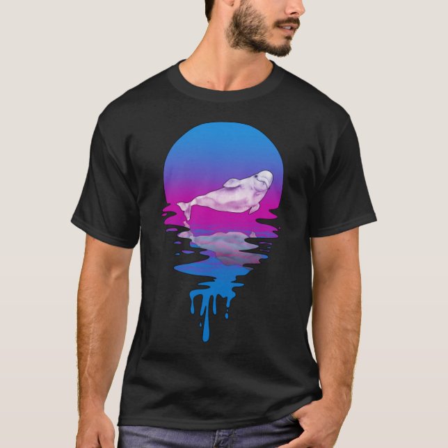 Camiseta Vintage Retro Sunset Baleia Beluga (Frente)