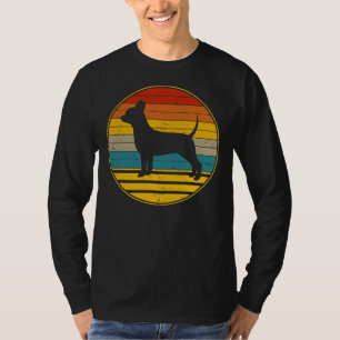 Camiseta Vintage Retro Sunset Com Sombra De Cachorro Chihua