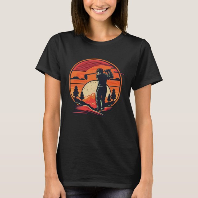 Camiseta Vintage Retro Sunset Golfing 1 (Frente)