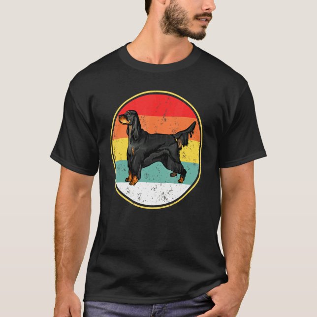 Camiseta Vintage Retro Sunset Gordon Setter Dog (Frente)