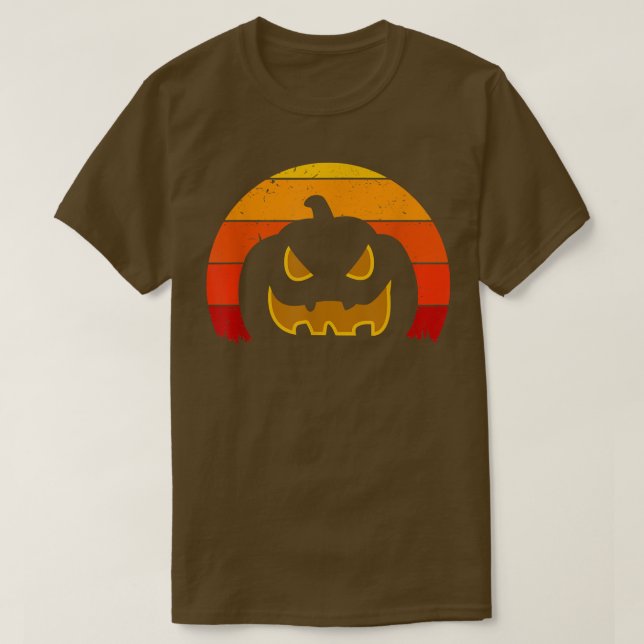 Camiseta Vintage Retro Sunset Halloween Pumpkin, Halloween (Frente do Design)