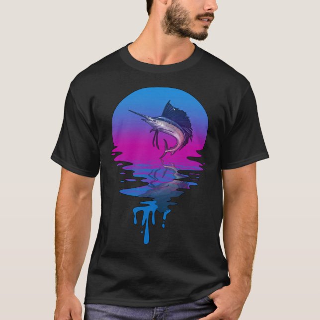 Camiseta Vintage Retro Sunset Marlin (Frente)