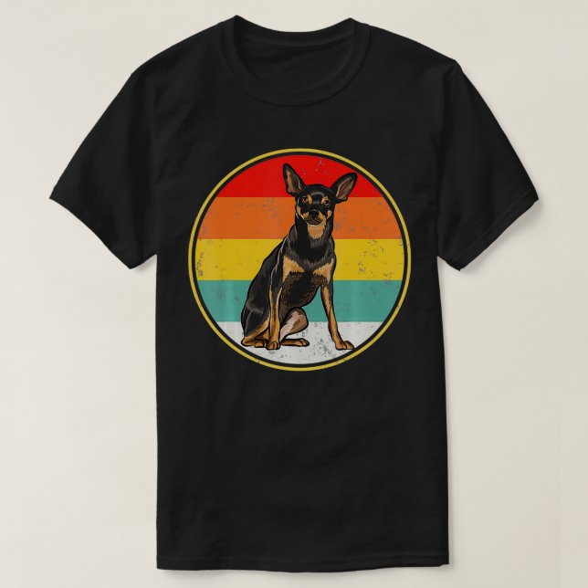 Camiseta Vintage Retro Sunset Miniature Pinscher Cão (Frente do Design)