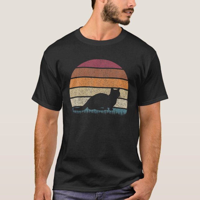 Camiseta Vintage Retro Sunset Munchkin Cat Lover (Frente)