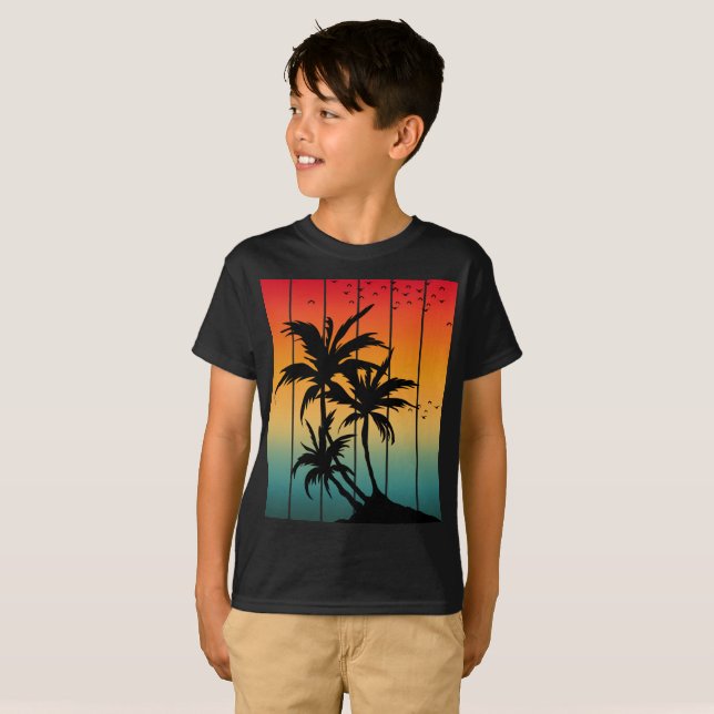 Camiseta VINTAGE RETRO SUNSET PALM TREES T-Shirt (Frente Completa)