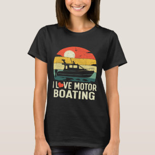 Camiseta Vintage Retro Sunset Pontoon Boat I Love Motor Boa
