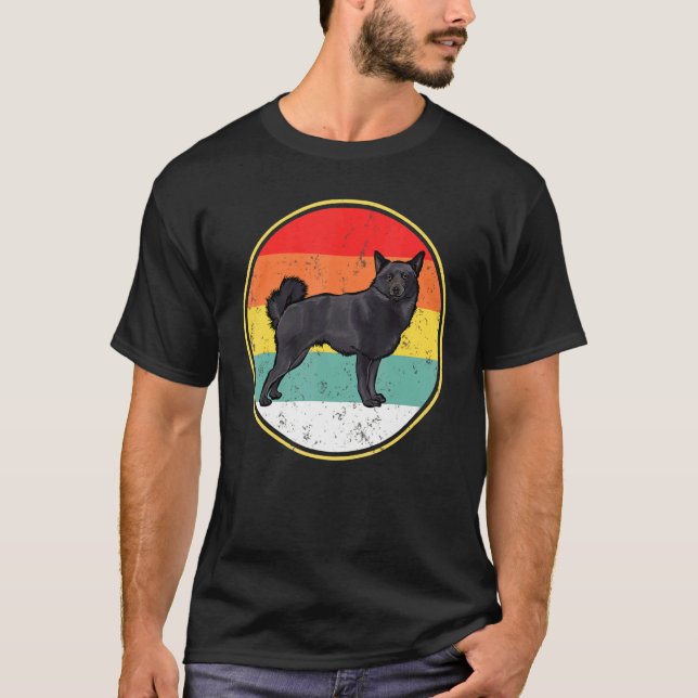 Camiseta Vintage Retro Sunset Schipperke Dog (Frente)