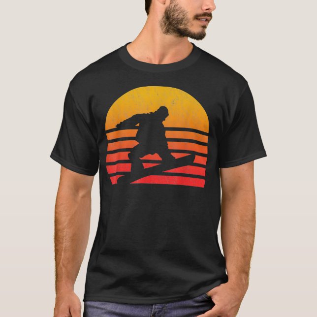 Camiseta Vintage Retro Sunset Snowboard (Frente)