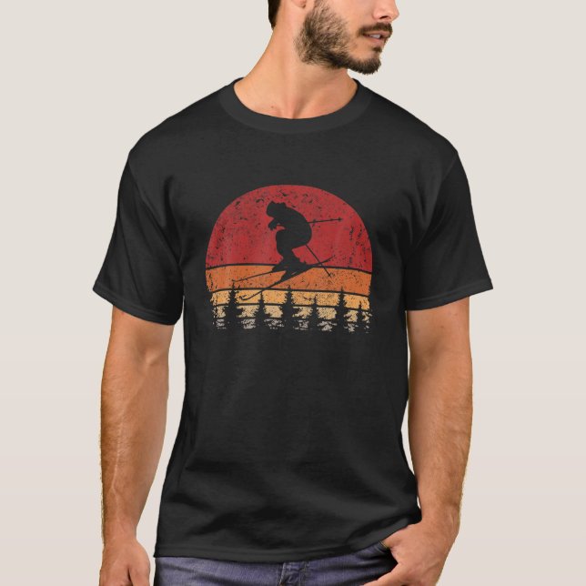 Camiseta Vintage Retro Sunset Snowboard Snowboard (Frente)