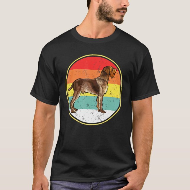 Camiseta Vintage Retro Sunset Wirehaired Apontando Griffon  (Frente)