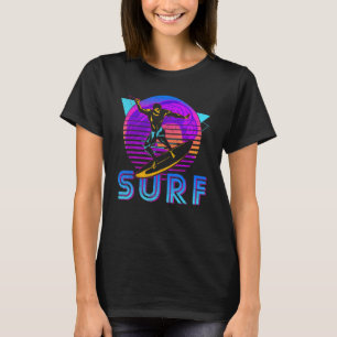 Camiseta Vintage Retro Surf Surfing Sunset Para Mens