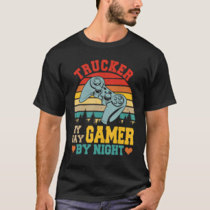 Camiseta Vintage Retro Trucker By Day Gamer By Night Gaming