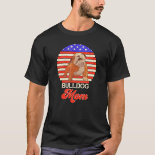 Camiseta Vintage Retro Usa Flag English Bulldog Mãe Silhout
