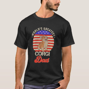 Camiseta Vintage Retro Usa Flag World S Greatest Corgi Dog