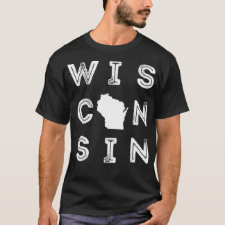Camiseta Vintage Retro Wisconsin Home State Midwest Up Nort