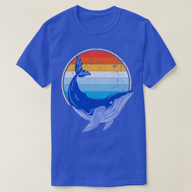Camiseta Vintage retroativa de trevo de baleia azul (Frente do Design)