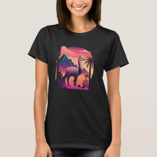 Camiseta Vintage Retrowave Llama Synthwave 80s Vaporwave Al