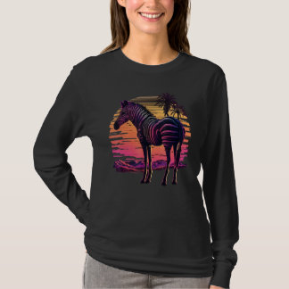 Camiseta Vintage Retrowave Synthwave 80s Vaporwave Zebra