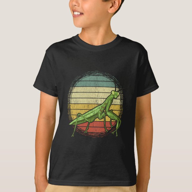 Camiseta Vintage rezando Mantis Fan Infantil Insetos (Frente)