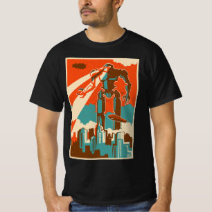 Camiseta Vintage Robot Atacando City Retro Bot Sci-fi Fath
