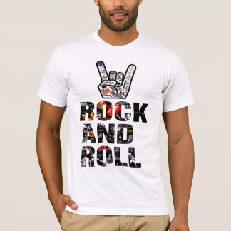 Camiseta Vintage Rock Guitar Print with 70s and 80s Band