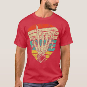 Camiseta Vintage Rock Roll Skeleton Hand Guitar Music Love
