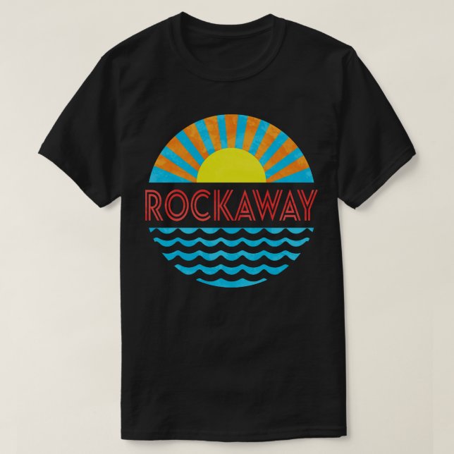 Camiseta Vintage Rockaway Beach Sun E Waves (Frente do Design)