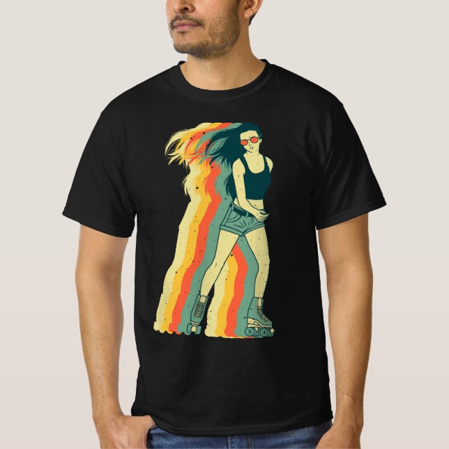 Camiseta Vintage Roller Skling Para Meninas Mulheres Roller (Frente)